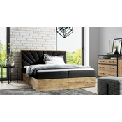 Boxspring postelja Wood 7 - 140x200 cm - hrast lancelot