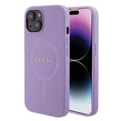 Guess Ovitek za iPhone 15 Plus Guess Saffiano MagSafe vijoličen