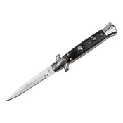STILETTO klasični vzmetni nož ITALIJA z medeninastimi elementi, črn, 22 cm, T-495