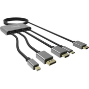 SANDBERG Kabl-display HUB All-In-One USB C/DP/m DP/HDMI - HDMI 2m 509-21 sivi