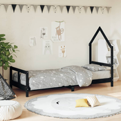 Okvir za dječji krevet crni 80 x 200 cm od masivne borovine
