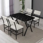 Hanah Home Trpezarijski sto i stolice Dubai, Krem-crni