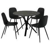 NORRMJÖLE/NORDMANSSKÄR Miza in 4 stoli, imitacija marmorja črna/Bomstad črna, 105 cm