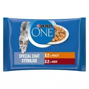 PURINA ONE 4 x 85 g - Sterilcat piletina i govedina