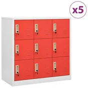 Vidaxl omara s ključavnico 5 kosov siva in rdeča 90x45x92,5 cm jeklo