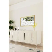 Hanah Home komoda Rany 180, 180 cm, bela / travertin / srebrna