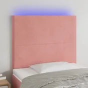 Vidaxl vidaXL Vzglavje postelje z LED svetlo roza 90x5x118/128 cm žamet
