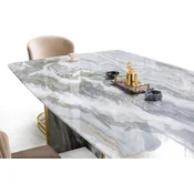 Casa Padrino Luxury Marble Dining Table Gray/Gold 220 x 110 x H. 75 cm - Rectangular Marble Kitchen Table - Dining Room Furniture - Marble Furniture - Luxury Furniture - Luxury Furnishings