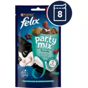 Felix Party Mix priboljški za mačke z okusom lososa, trske in postrvi, 8x60g