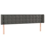 Vidaxl Vzglavje z ušesi temno sivo 203x16x78/88 cm žamet
