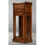 Casa Padrino luxury vintage style display cabinet brown/brass 58.5 x 37 x H. 137 cm - Solid wood showcase with 2 drawers and door - Vintage style furniture - Luxury furniture