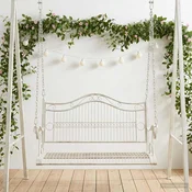 vidaXL Gugalna klop Jeklo 115 x 61 x 63 cm Antik bela