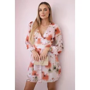 Airy dress with a floral motif in powder pink