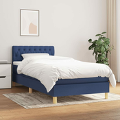 Greatstore Box spring postelja z vzmetnico moder 90x190 cm blago
