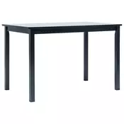 Blagovaonski stol crni 114x71x75 cm od masivnog drva kaucukovca