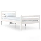 Vidaxl Posteljni okvir bel iz trdnega lesa 100x200 cm
