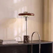 Lindby namizna svetilka Branford, retro, bordo, steklo/marmor - Dnevna soba/jedilnica - Vintage - burgundska rdeča, krom