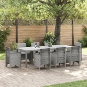 vidaXL Miza za vrt svetlo siva 250 x 100 x 73 cm, poly rattan