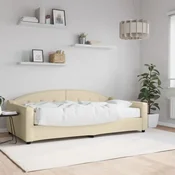 Dnevni krevet s madracem krem 100 x 200 cm od tkanine