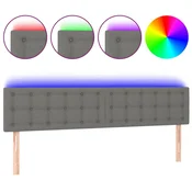 Vidaxl LED posteljno vzglavje temno sivo 200x5x78/88 cm blago
