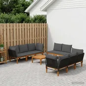 vidaXL 9 pcs Masivno akacijevo les in vrv Naravna