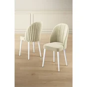 Hanah Home set trpezarijskih stolica Mara 4 kom, krem tkanina Babyface, bele metalne noge