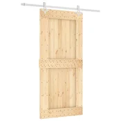 Vidaxl Drsna vrata Naravna in bela 95 x 210 cm Masiven borov les