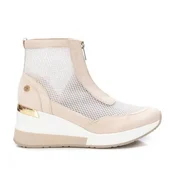 Xti za ženske. 14104301-BEIGE Superge z bež prosojnicami - Višina pete 7 cm (41), Tkanina, 5 do 8 cm, Zip, Priložnostno