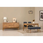 HANAH HOME Vina 02 1048 Atlantic Pine Dark Blue (Produživi trpezarijski sto, stolice i konzola (5 komada))