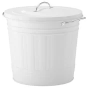 KNODD Koš s pokrovom, bela, 16 l
