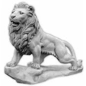 Casa Padrino baroque garden decoration XXL sculpture lion right side gray 186 x H. 150 cm - Huge garden decoration XXL figure - Garden decoration accessories - Garden decoration in baroque style