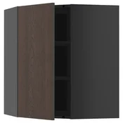 METOD Ugaoni zidni element s policama, Crnosiva/Sinarp smeda, 68x80 cm