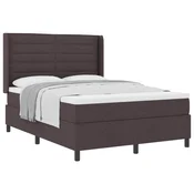 Vidaxl Postelja z vzmetnico z vzmetnico Temno rjava 200 x 140 cm blago
