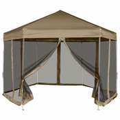 Greatstore Šestkoten Pop-Up šotor s stenami 3,6x3,1 m taupe 220g/m2