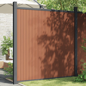 vidaXL Ograjni panel z 2 stebričkoma rjav 180x186 cm WPC