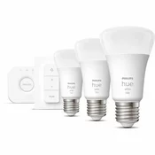 Philips Philips Hue W Starter Kit 9,5W A60 E27, 3 kosi, most, stikalo Philips Hue | Hue W Starter Kit 9,5W A60 E27, 3 kosi, most, stikalo | E27 | 9,5W | Topla bela 2700K | Bluetooth in Zigbee