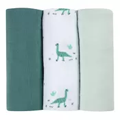 Tetra plenice iz bombažnega muslina Cotton Muslin Cloths Beaba Jurassique set 3 kom 70*70 cm od 0 mes zelene