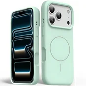 GS Silikonski ovitek za iPhone 17 Pro Max - združljiv z MagSafe, odporen proti udarcem, zelen