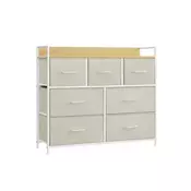 Songmics Predalnik 7 tkaninskih predalov 285x98x85 cm kremno bel