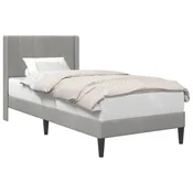 Vidaxl Konstrukcija postelje z vzglavjem Svetlo siva 90 x 200 cm Žamet