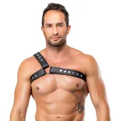 Zado Leather Chest Harness with One Shoulder Strap 2010305 Black S/M/L