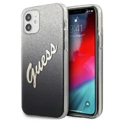 Guess Etui Guess Glitter Gradient Script za iPhone 12 mini - črno