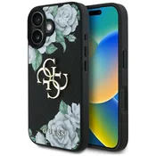 slomart Etui Guess Grained Roses Big 4G logo za iPhone 16 - črno