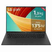LG Gram 17ZD90R Prijenosno računalo 43,2 cm (17) 2K Intel® Core™ i7 Extreme Edition i7-1360P 16 GB LPDDR5-SDRAM 512 GB SSD Wi-Fi 6 (802.11ax) Crno