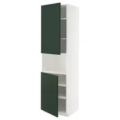 METOD Visoka omara za mv pečico+2vr/plc, bela/Havstorp globoka zelena, 60x60x220 cm
