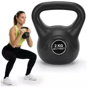 springos Kettlebell 2 kg, ABS, utež za vadbo, ročka za trening, črna barva., (5000218288)
