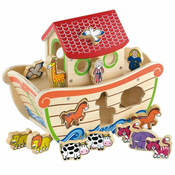 Viga Toys Lesena Noetova barka z živalskimi figurami 13 elementov - 51625 -