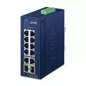 PLANET Industrial 8-Port Ring Switch IFGS-1222-TF Brez upravljanja Fast Ethernet (10/100) Modra