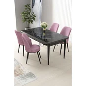 Hanah Home Set Trpezarijski sto i 4 stolice Nil, Crno-roze