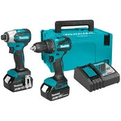 Akumulatorski komplet Makita DLX2580TJ – DHP490Z + DTD158Z + 2xBL1850B + DC18RC + MakPac3 kovček